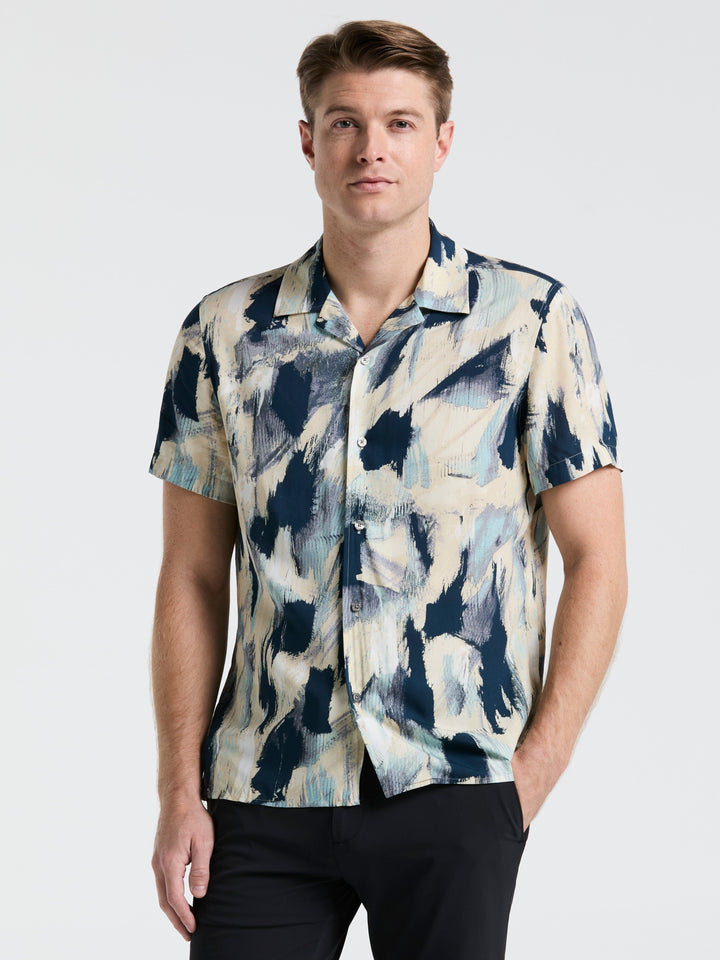 EcoVero™ Abstract Print Shirt (Blue Mirage) 