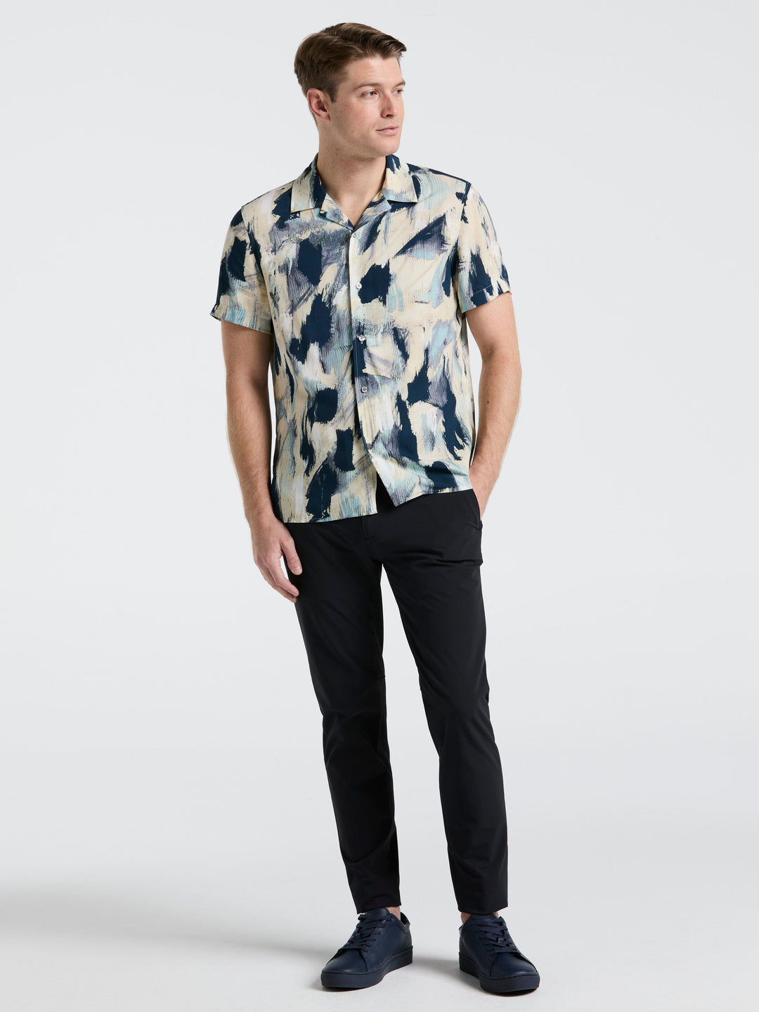 EcoVero™ Abstract Print Shirt (Blue Mirage) 