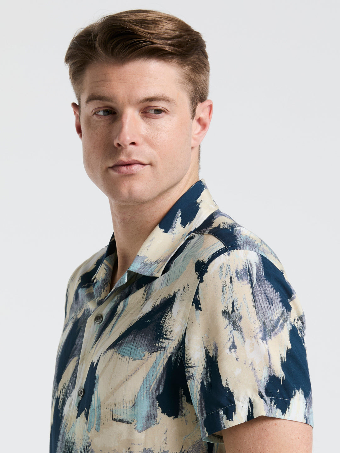 EcoVero™ Abstract Print Shirt (Blue Mirage) 