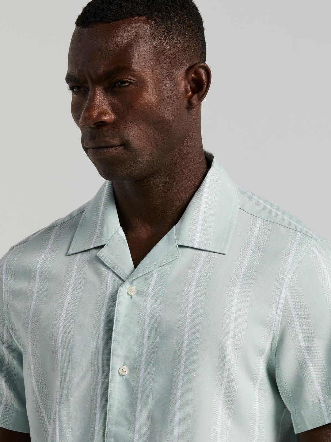 EcoVero™ Striped Camp Collar Shirt (Cloud Blue) 
