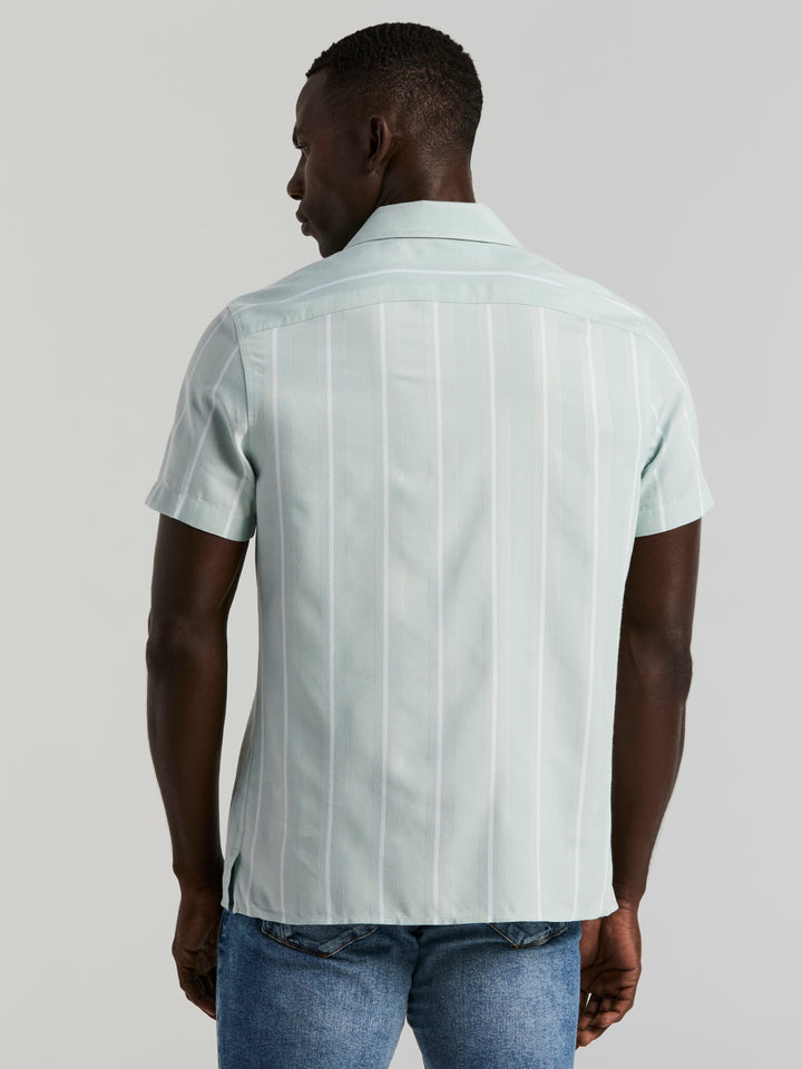 EcoVero™ Striped Camp Collar Shirt (Cloud Blue) 
