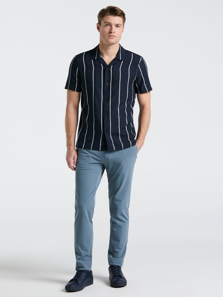 EcoVero™ Striped Camp Collar Shirt (Dark Sapphire) 