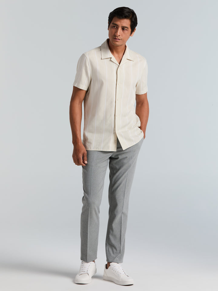 EcoVero™ Striped Camp Collar Shirt (Silver Birch) 