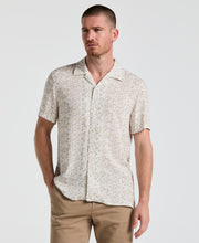 EcoVero™ Brushstroke Print Camp Collar Shirt (Bright White) 