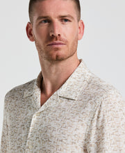 EcoVero™ Brushstroke Print Camp Collar Shirt (Bright White) 