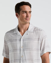 EcoVero™ Camp Collar Textured Print Shirt (Bright White) 