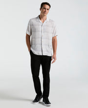 EcoVero™ Camp Collar Textured Print Shirt (Bright White) 