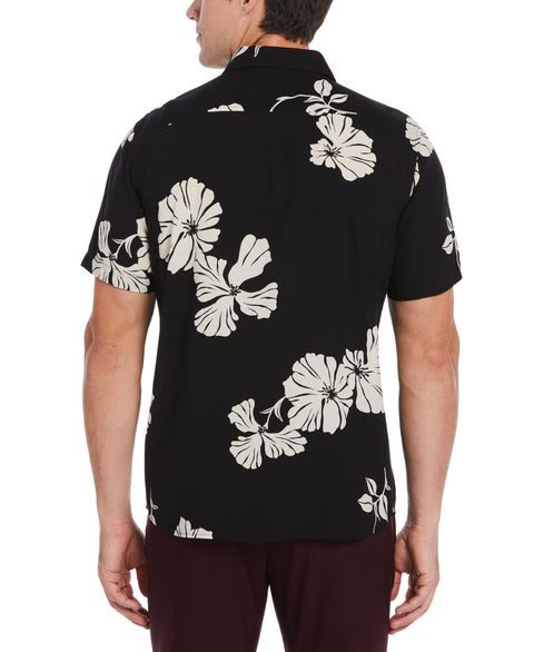 EcoVero™ Hibiscus Floral Pattern Shirt (Black) 