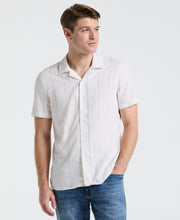 EcoVero™ Striped Camp Collar Shirt (Castle Wall) 