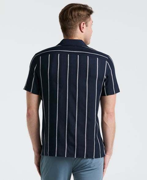 EcoVero™ Striped Camp Collar Shirt (Dark Sapphire) 