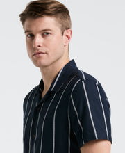 EcoVero™ Striped Camp Collar Shirt (Dark Sapphire) 