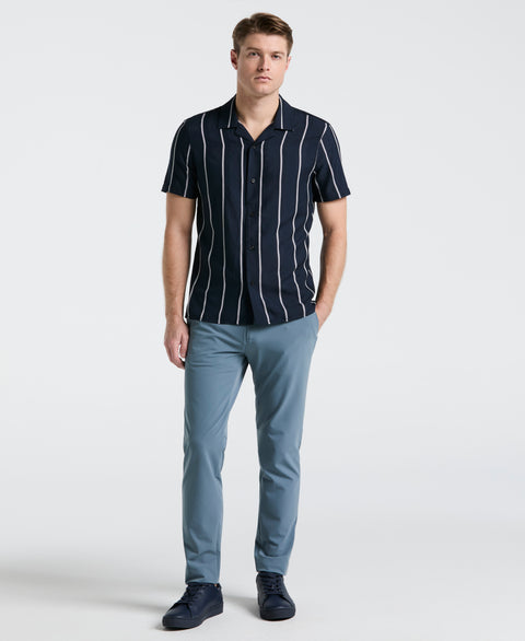 EcoVero™ Striped Camp Collar Shirt (Dark Sapphire) 