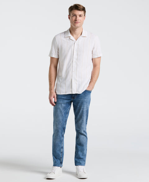 EcoVero™ Striped Camp Collar Shirt (Castle Wall) 
