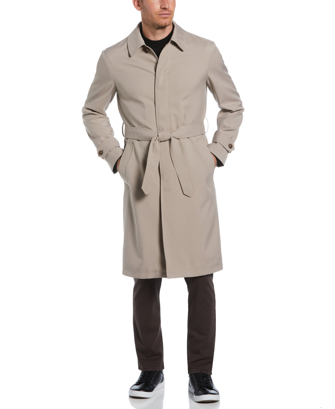 Edris Single Breasted 5 Button Trench Coat (Tan) 