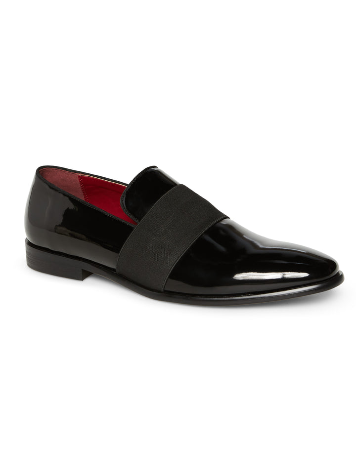 Patent Leather Slip-On Dress Shoe with Band (Black) 