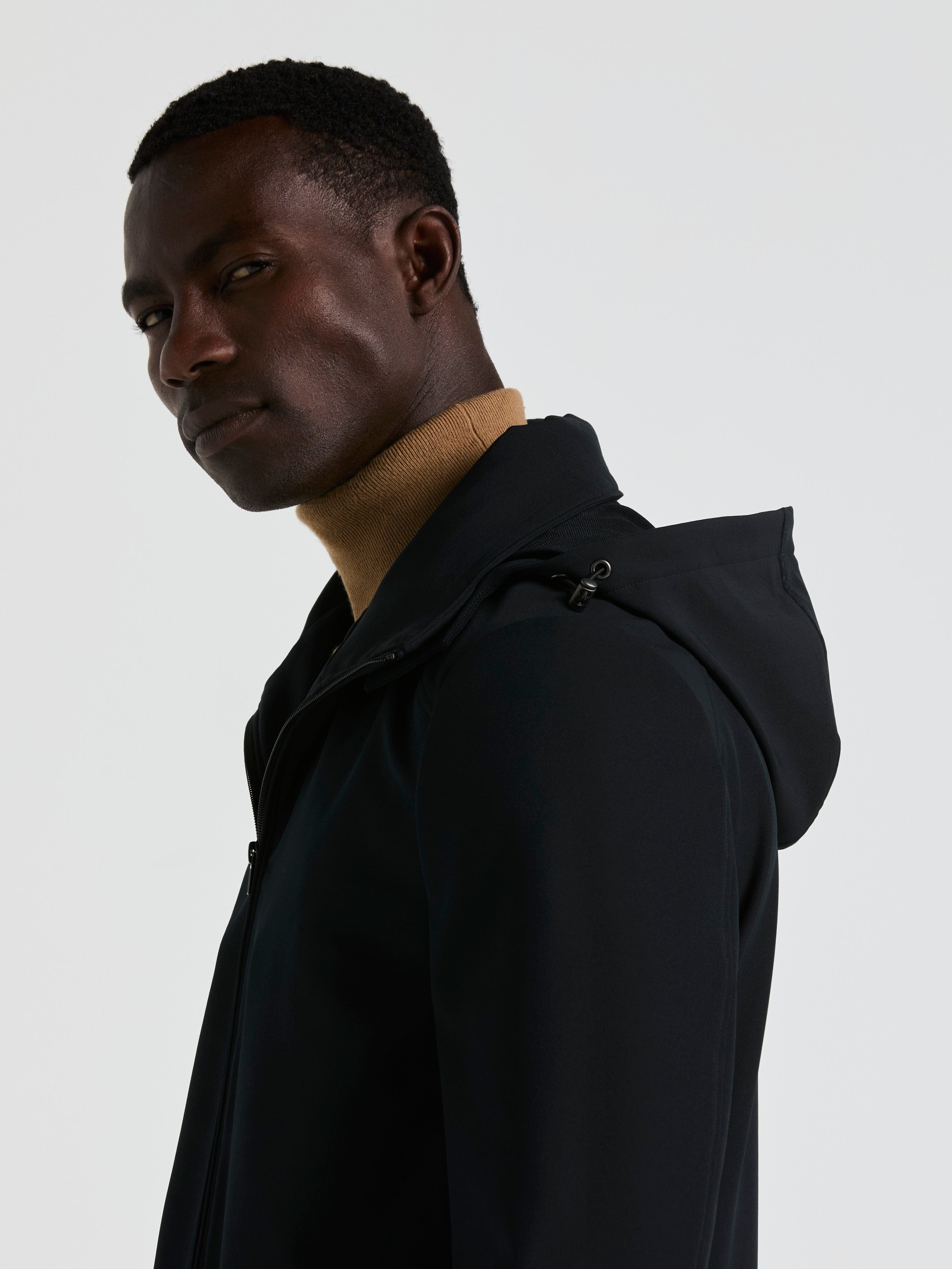Exavier Black Solid All Weather Jacket – Perry Ellis