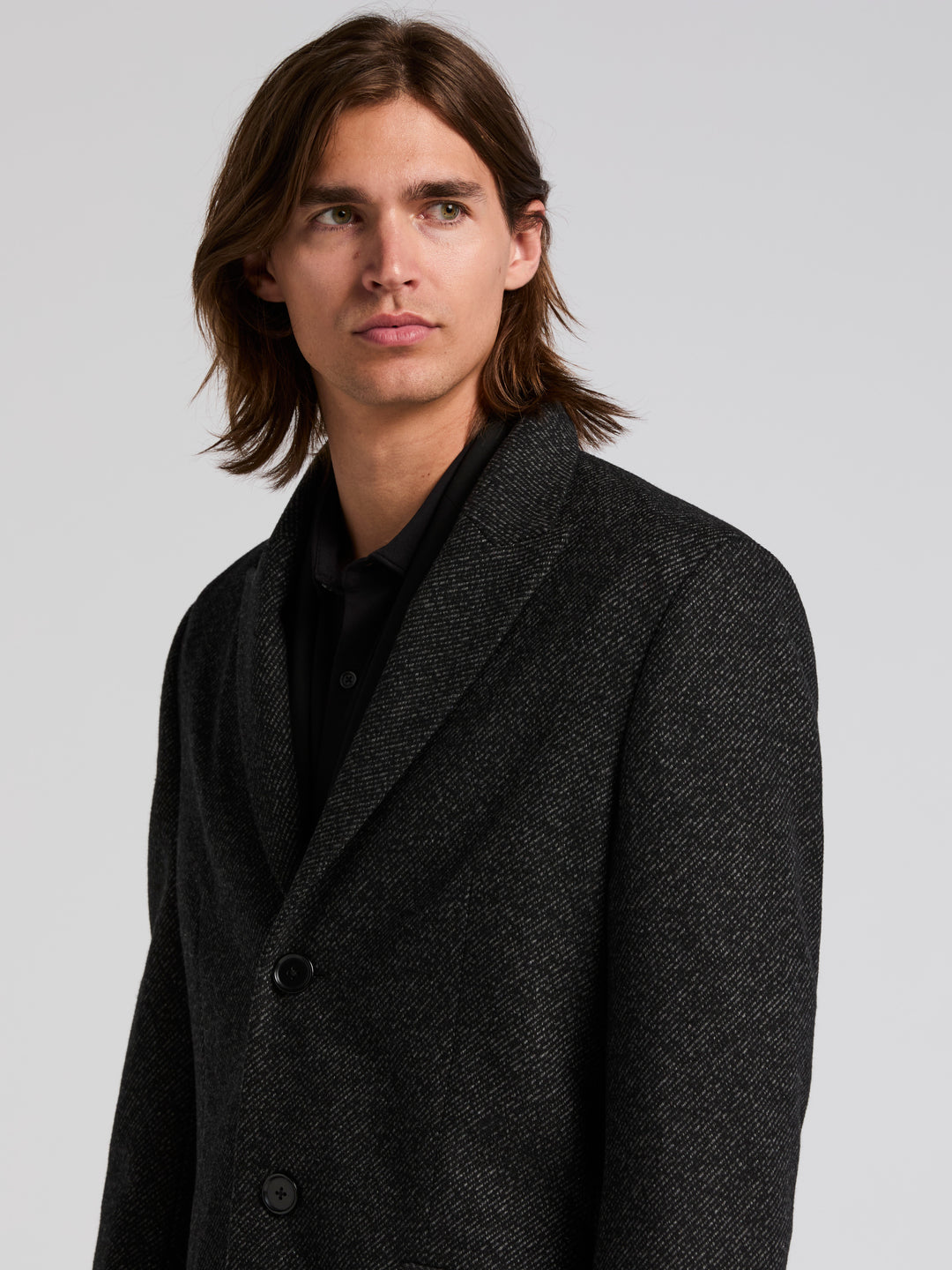 Ezra Single Breasted 3 Button Overcoat (Dark Charcoal) 