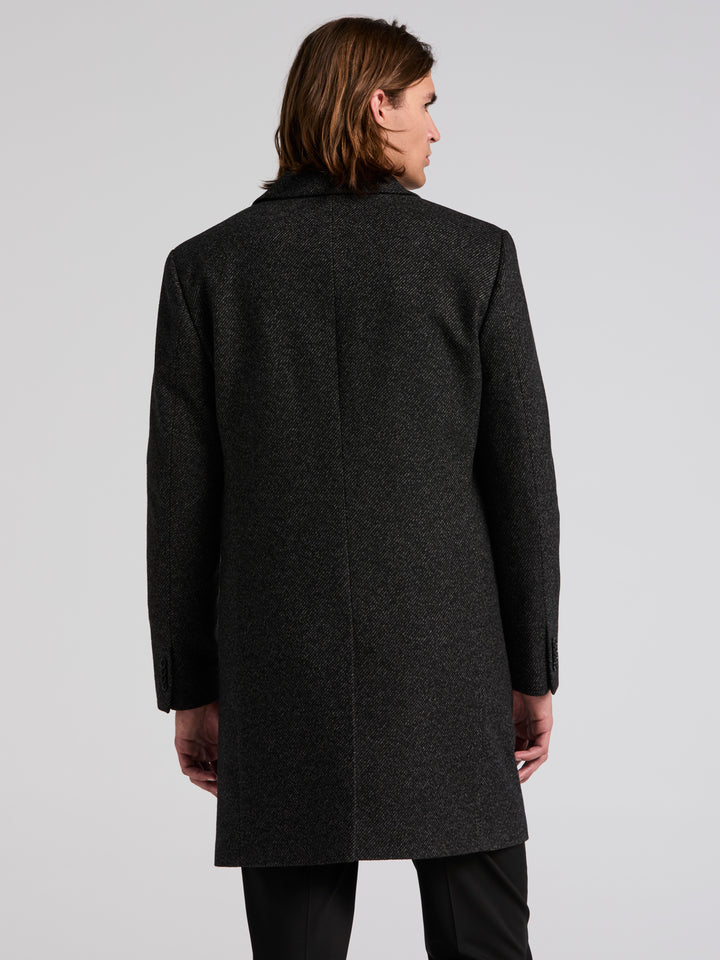 Ezra Single Breasted 3 Button Overcoat (Dark Charcoal) 