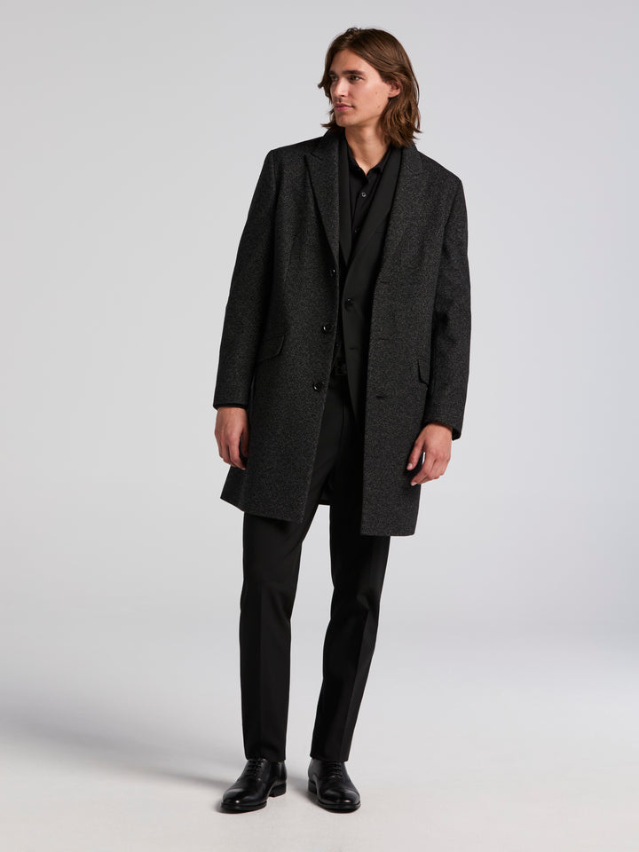 Ezra Single Breasted 3 Button Overcoat (Dark Charcoal) 
