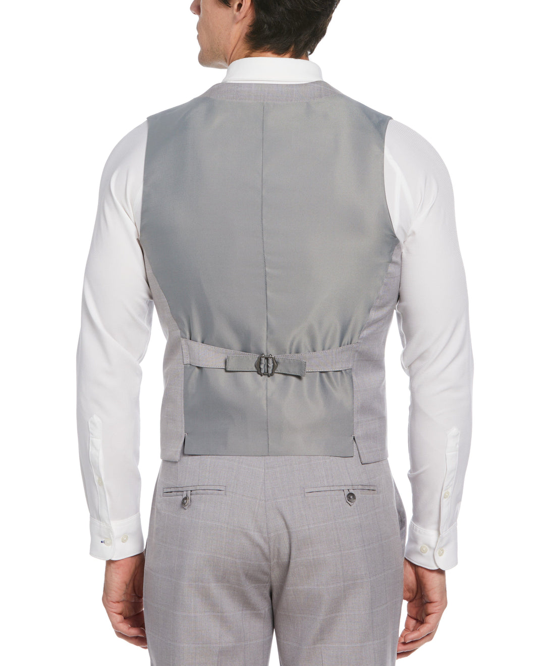 Felt Gray Window Pane Plaid Vest - Gray  Perry Ellis