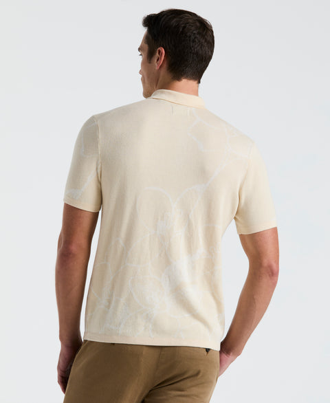 Flower Jacquard Polo Sweater (Birch) 