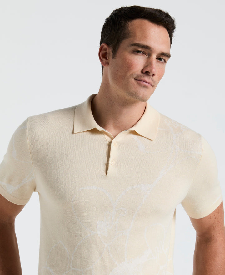 Flower Jacquard Polo Sweater (Birch) 