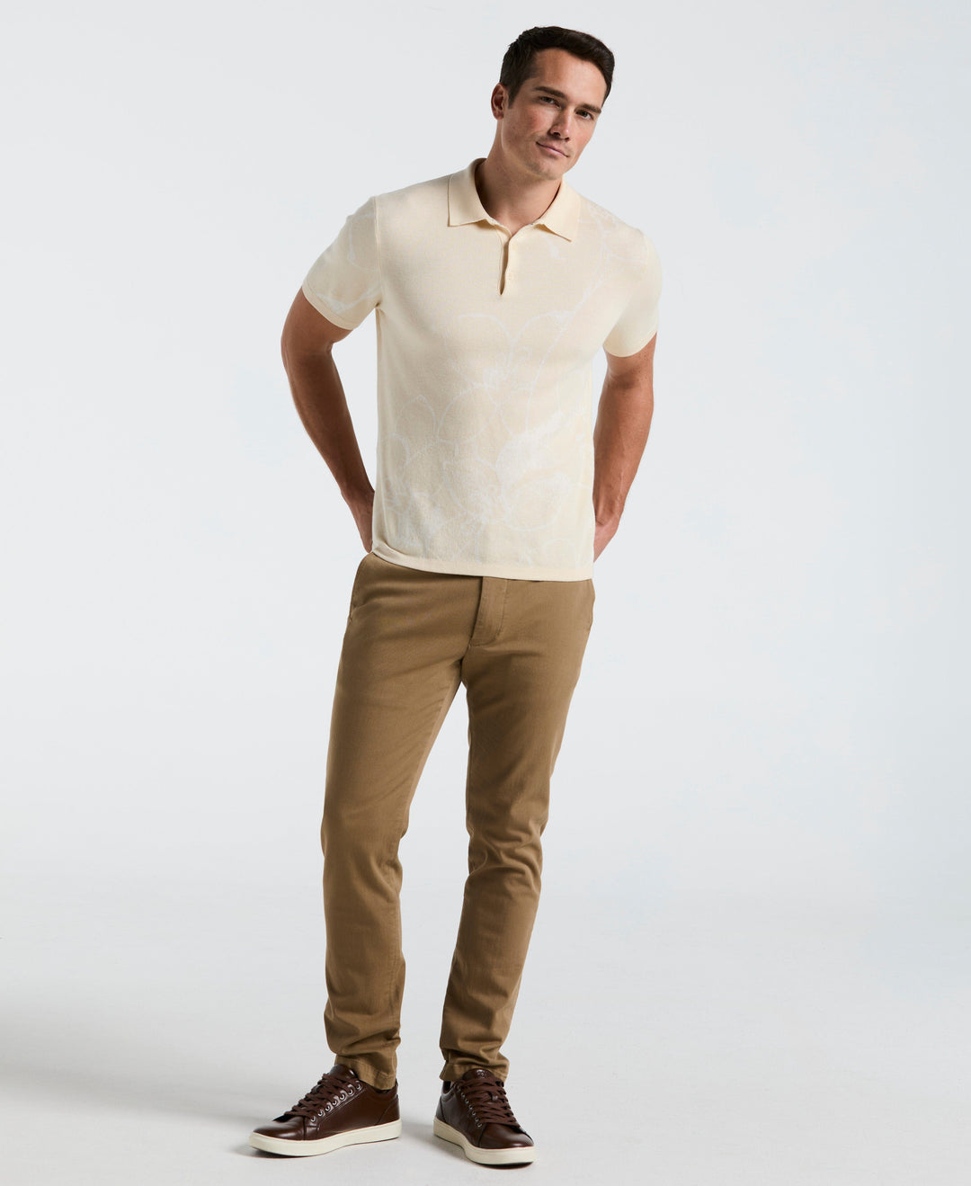 Flower Jacquard Polo Sweater (Birch) 