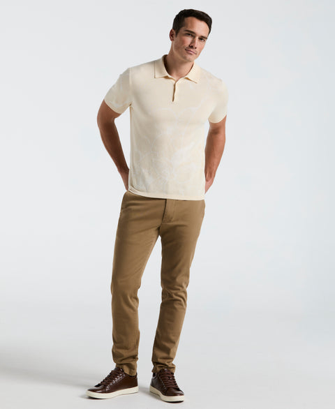 Flower Jacquard Polo Sweater (Birch) 