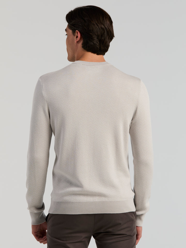 Long Sleeve Modal Geo Jacquard Crew Neck Sweater (Gray Violet) 