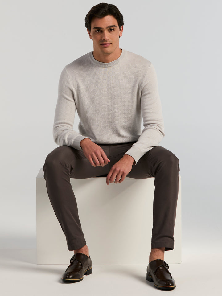 Long Sleeve Modal Geo Jacquard Crew Neck Sweater (Gray Violet) 