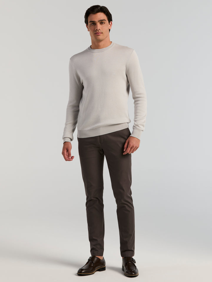 Long Sleeve Modal Geo Jacquard Crew Neck Sweater (Gray Violet) 
