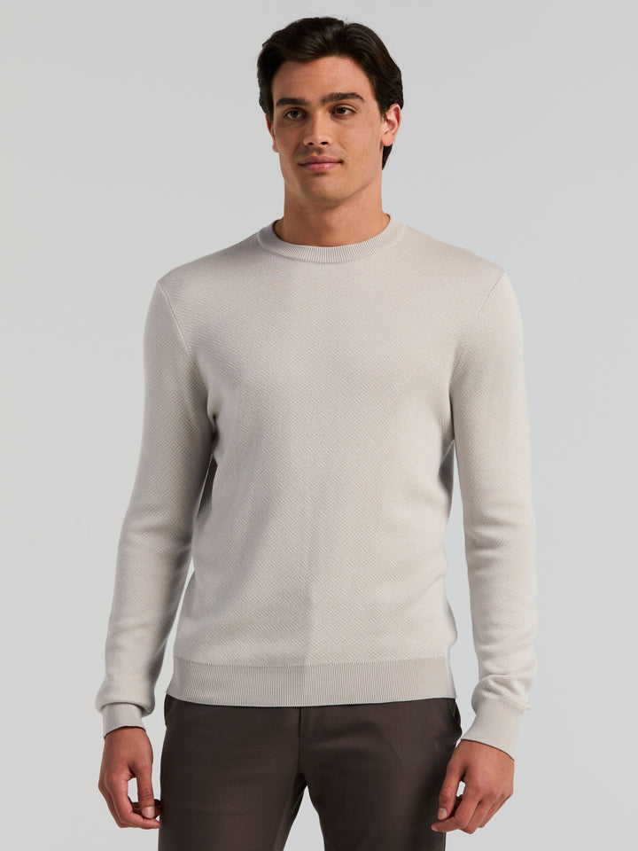 Long Sleeve Modal Geo Jacquard Crew Neck Sweater (Gray Violet) 