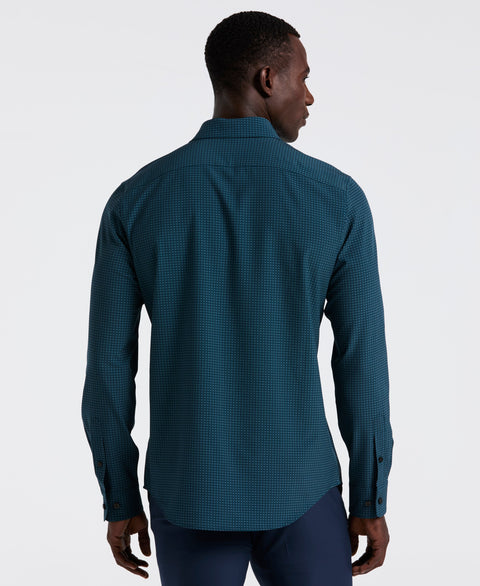 Geo Print Long Sleeve Slim Fit Shirt (Reflecting Pond) 
