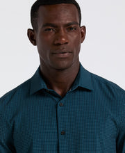 Geo Print Long Sleeve Slim Fit Shirt (Reflecting Pond) 