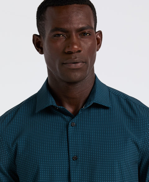 Geo Print Long Sleeve Slim Fit Shirt (Reflecting Pond) 