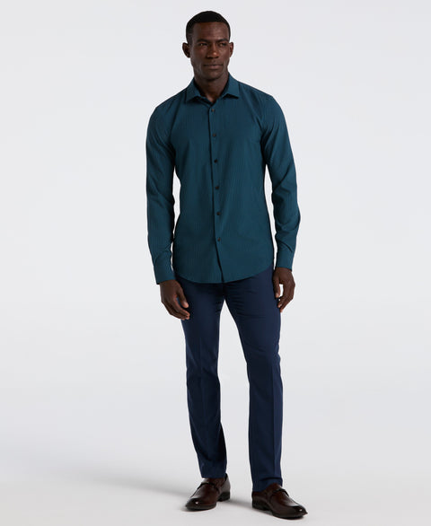 Geo Print Long Sleeve Slim Fit Shirt (Reflecting Pond) 