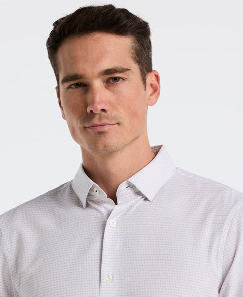 Geo Print Long Sleeve Slim Fit Shirt (Bright White) 