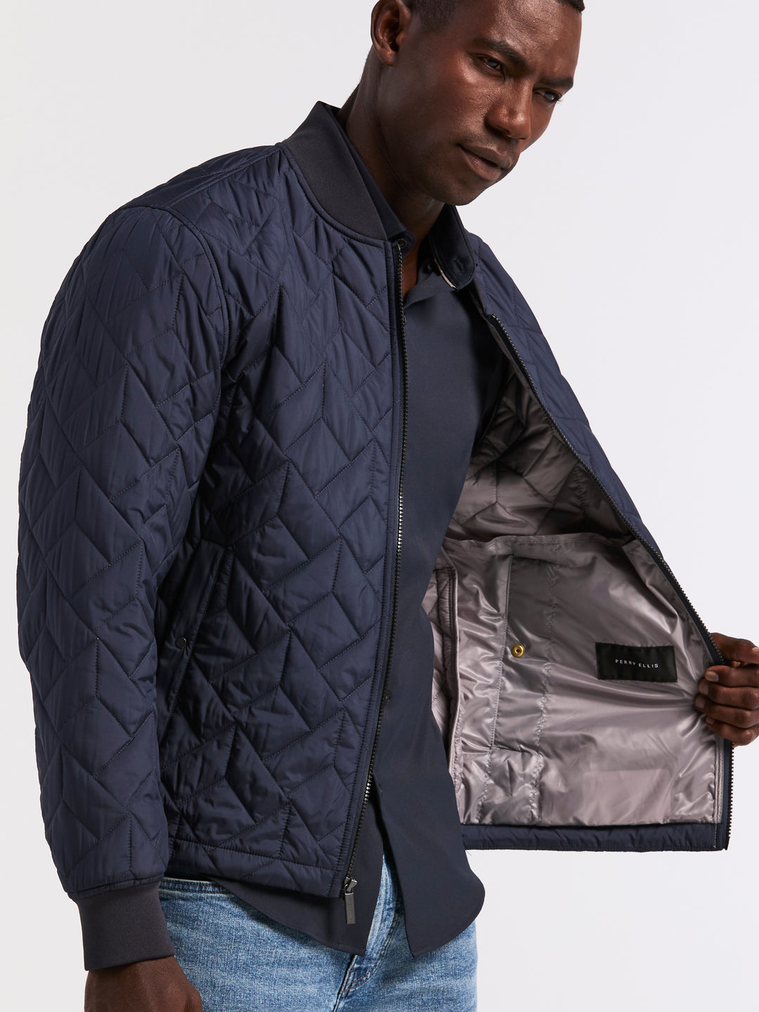 Geo Quilted Jacket (Dark Sapphire) 