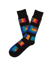Geo Square Dress Socks Black Perry Ellis
