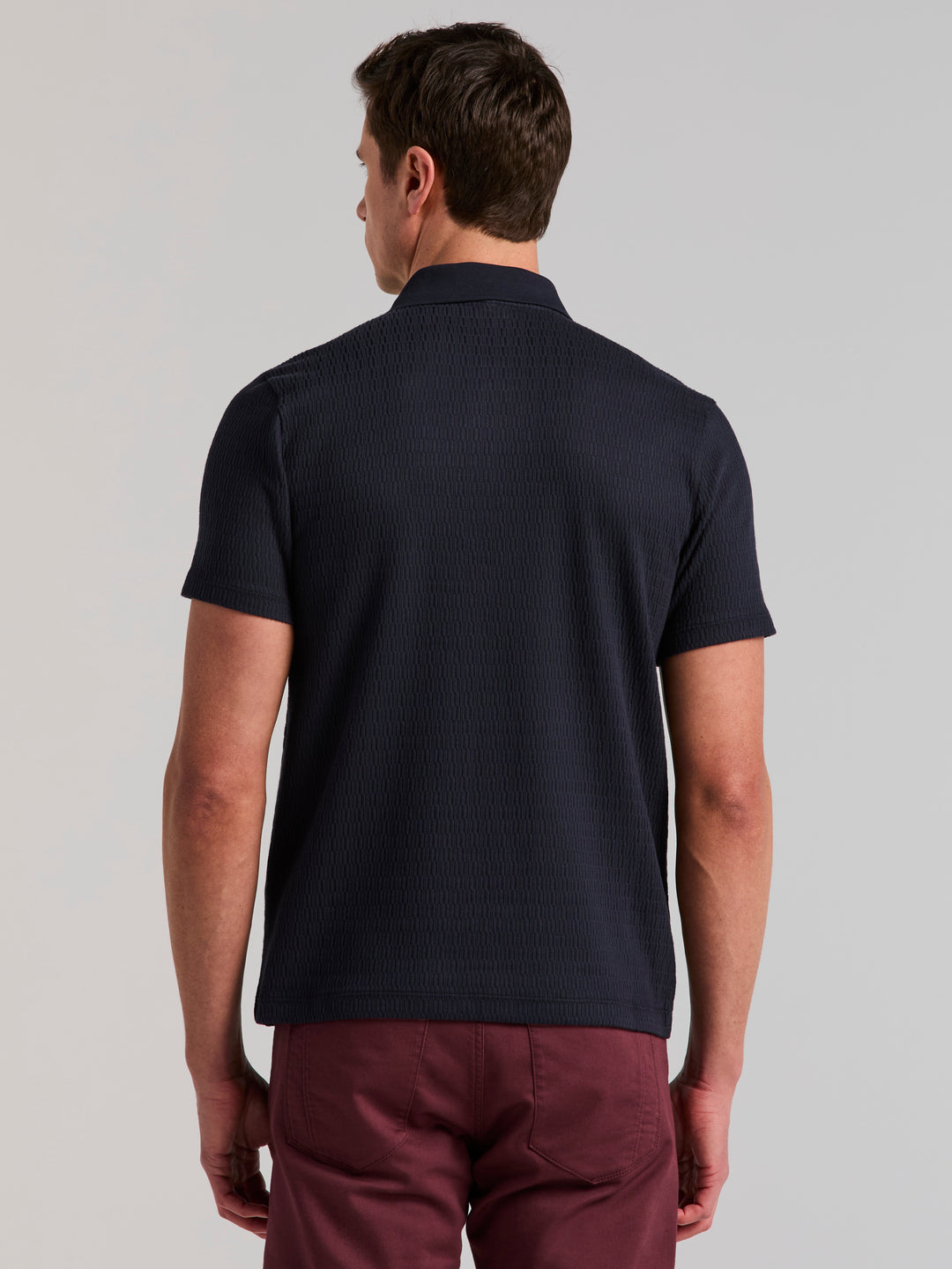 Geometric Jacquard Polo Shirt (Dark Sapphire) 