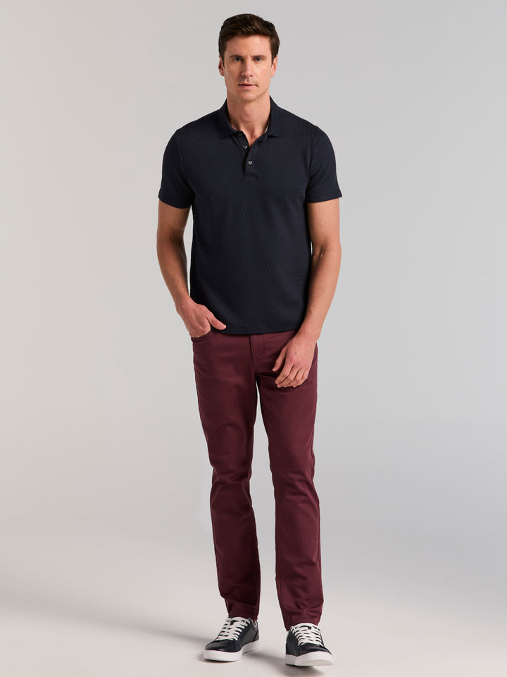 Geometric Jacquard Polo Shirt (Dark Sapphire) 