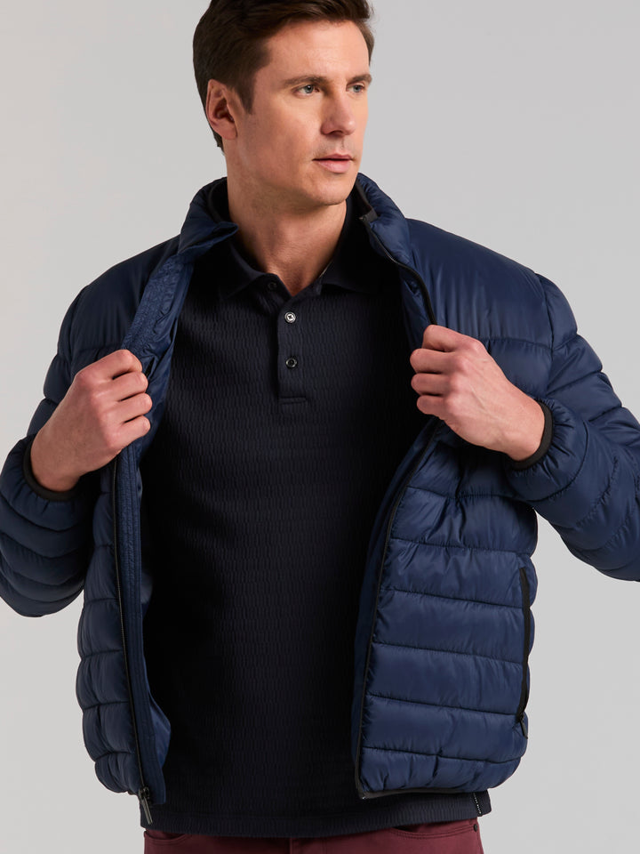 Geometric Jacquard Polo Shirt (Dark Sapphire) 