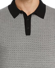 Geometric Pattern Polo Sweater (Black) 