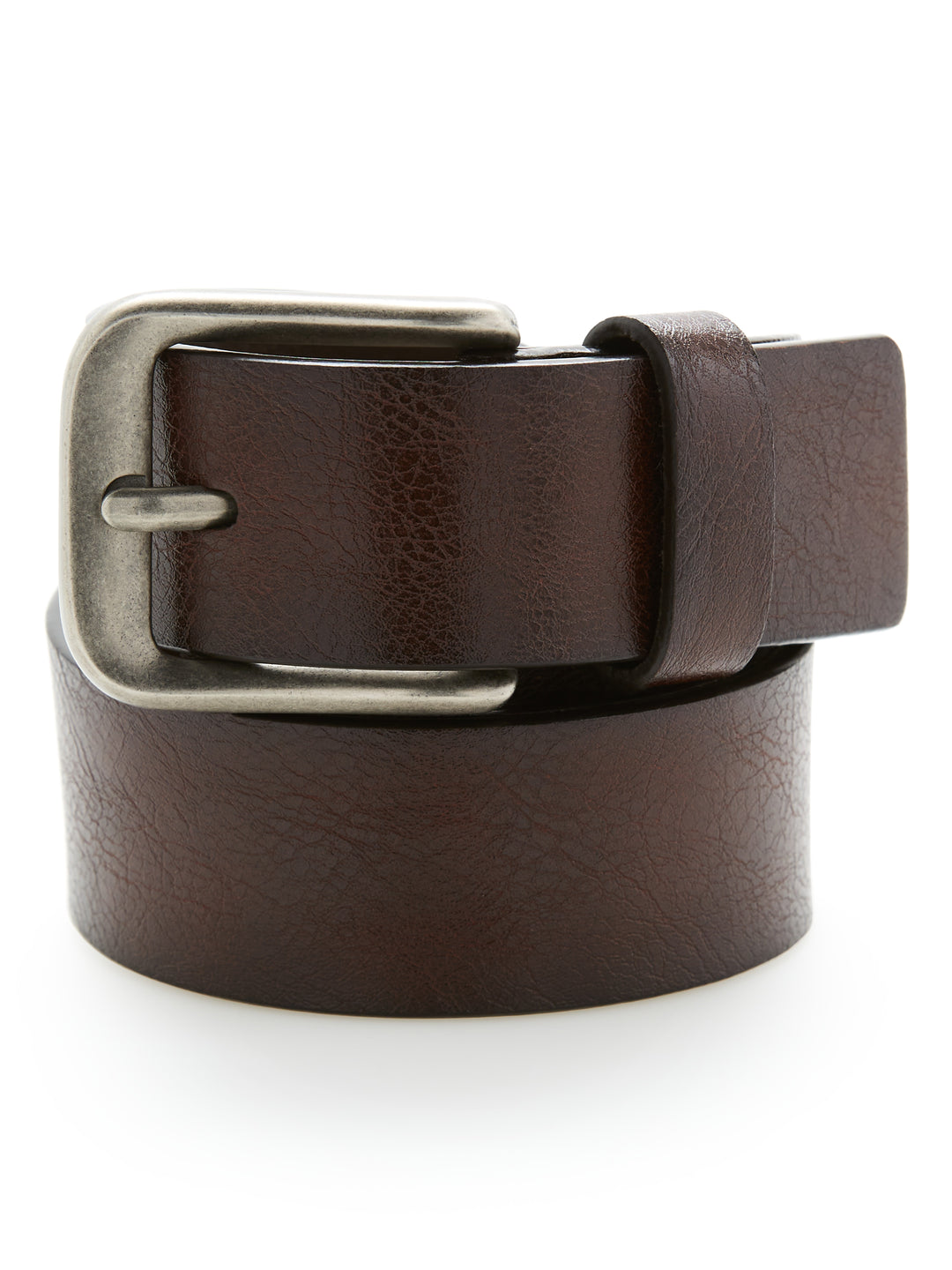 Better Brown Leather Belt with Silver Buckle (Brn) 