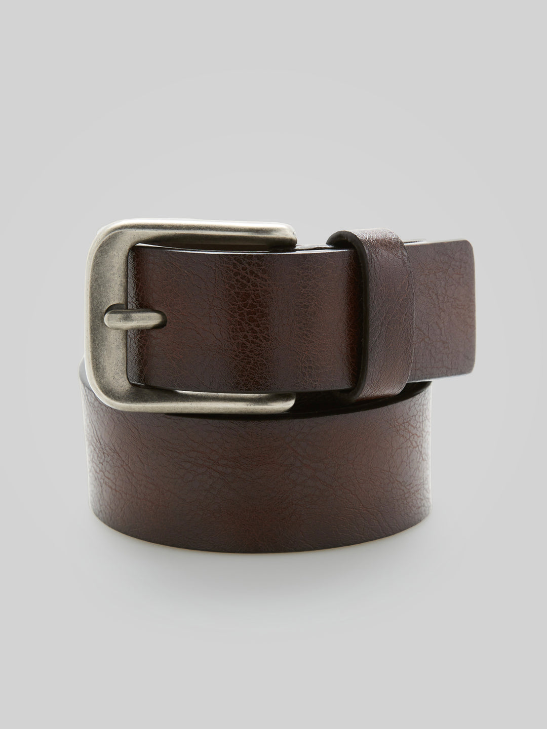 Better Brown Leather Belt with Silver Buckle (Brn) 