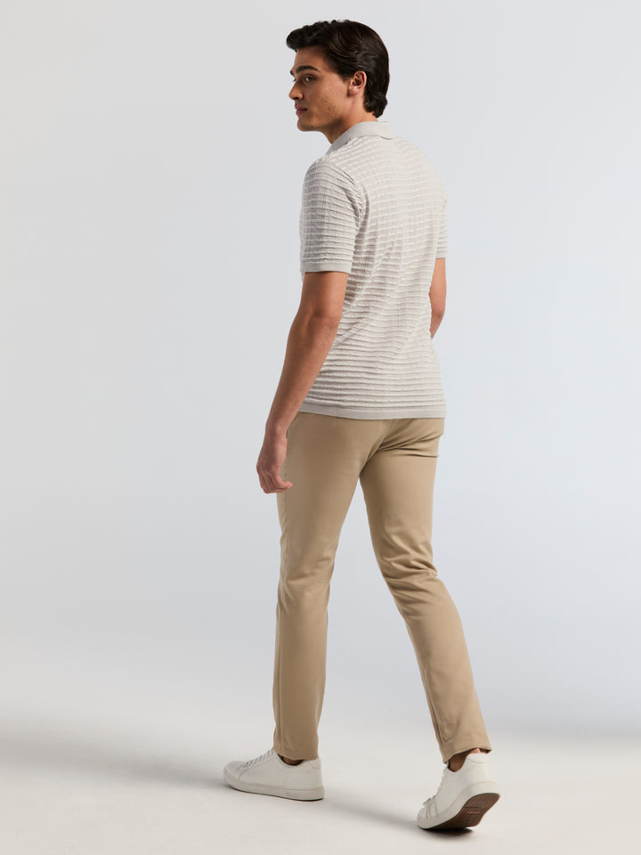 Short Sleeve Cotton Modal Grid Jacquard Polo Sweater (Gray Violet) 