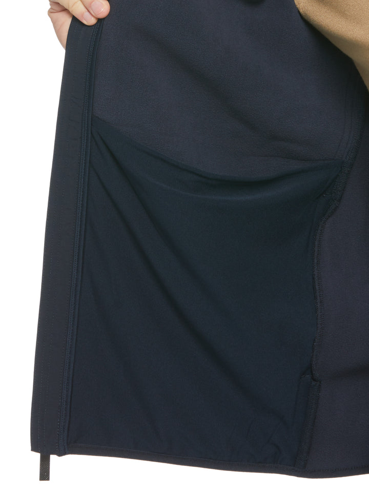 Heathered Full Zip Mock Neck Fleece Jacket (Dark Sapphire) 