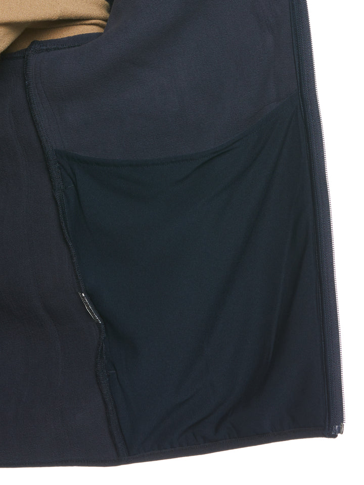 Heathered Full Zip Mock Neck Fleece Jacket (Dark Sapphire) 