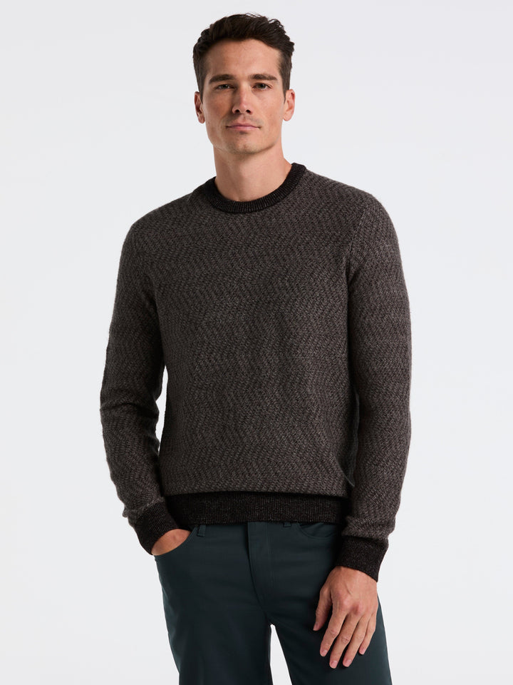 Herringbone Crew Neck Sweater (Black) 