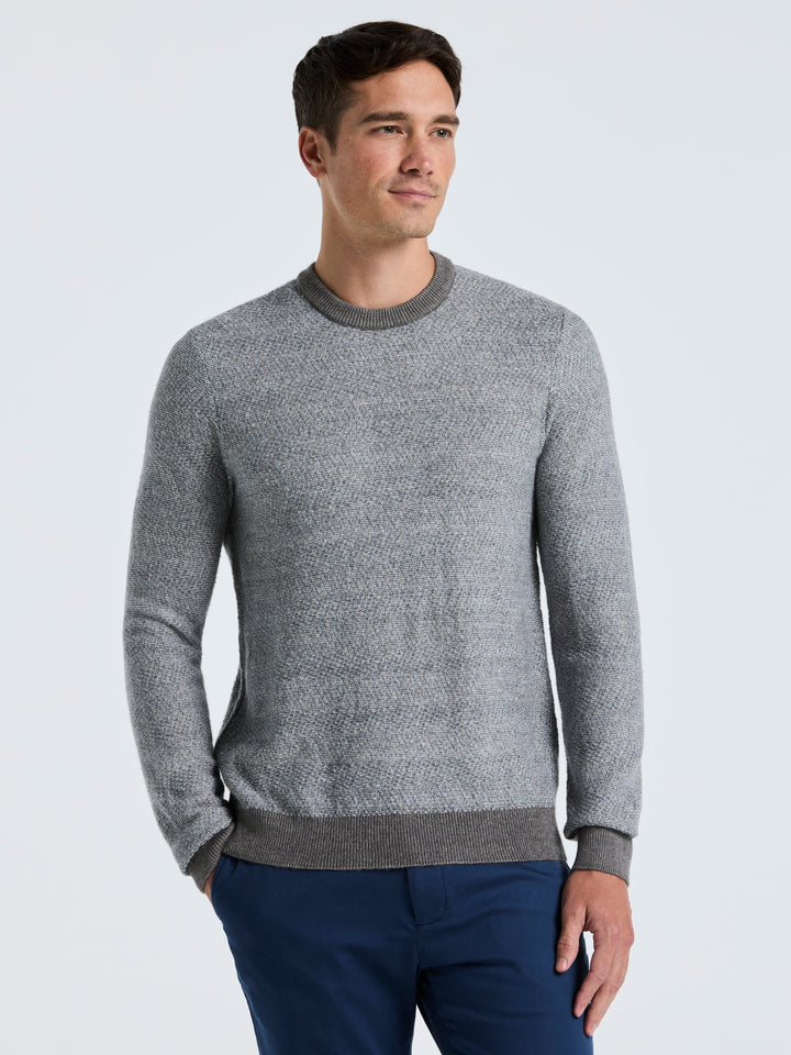 Herringbone Crew Neck Sweater (Quiet Gray) 